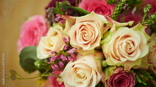 Wedding bouquet of various flowers 