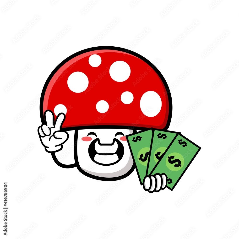 Obraz premium cute mushroom cartoon mascot character funny expression