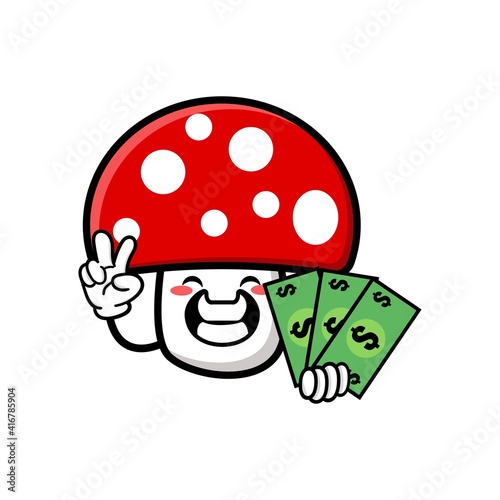 cute mushroom cartoon mascot character funny expression