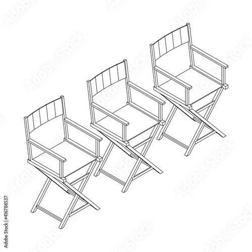 Director movie workplace chair. Wireframe low poly mesh vector illustration photo