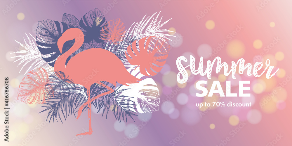 Obraz premium Summer sale, hand drawn style, vector illustrations