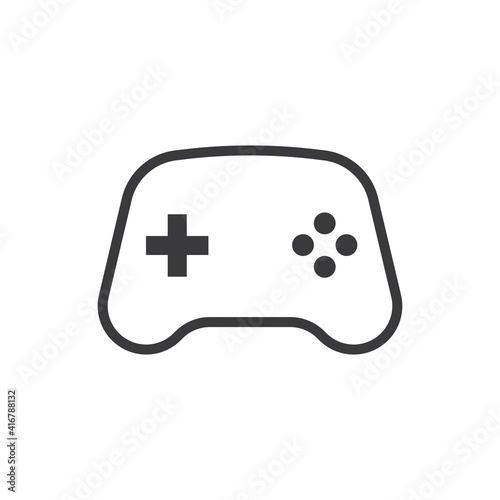 Joystick videogame controller. Gamer controlling device vector icon.