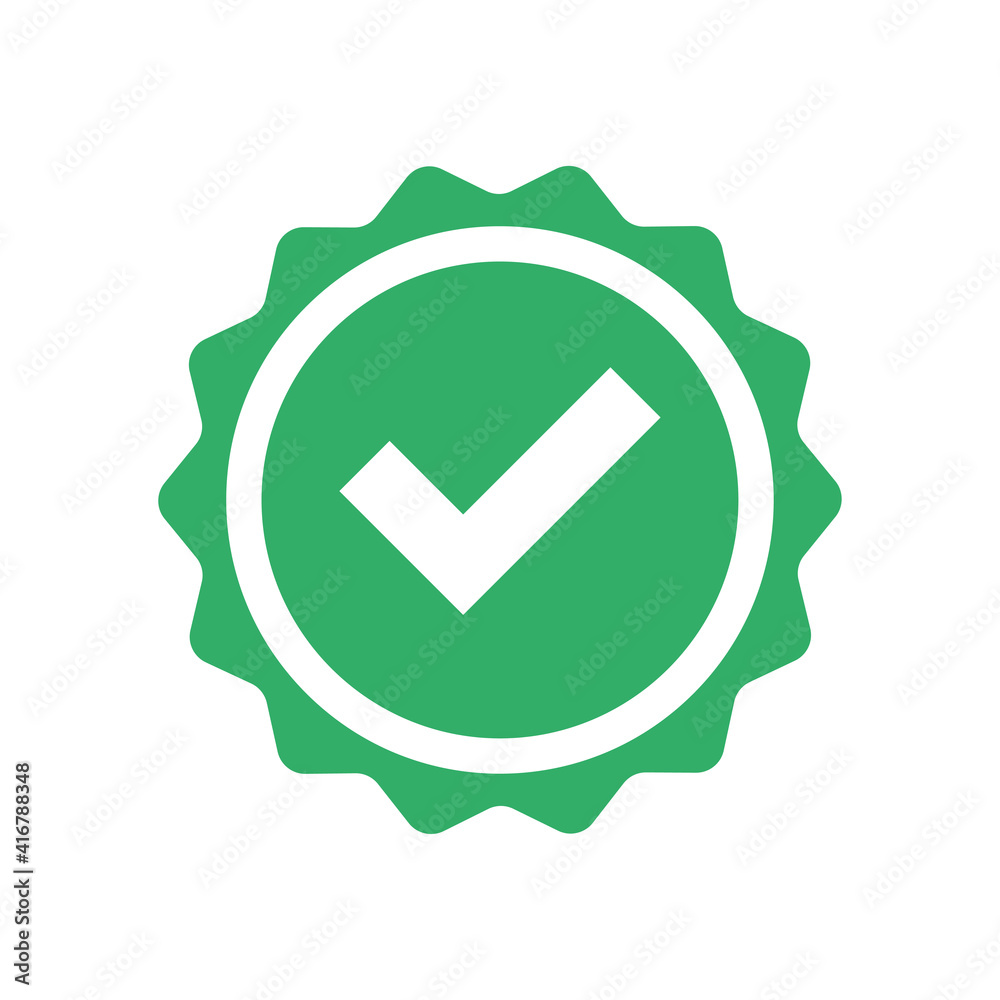 Checkmark vector icon in star badge. Symbol of approval. Checkmark vector icon in star badge. Symbol of approval.