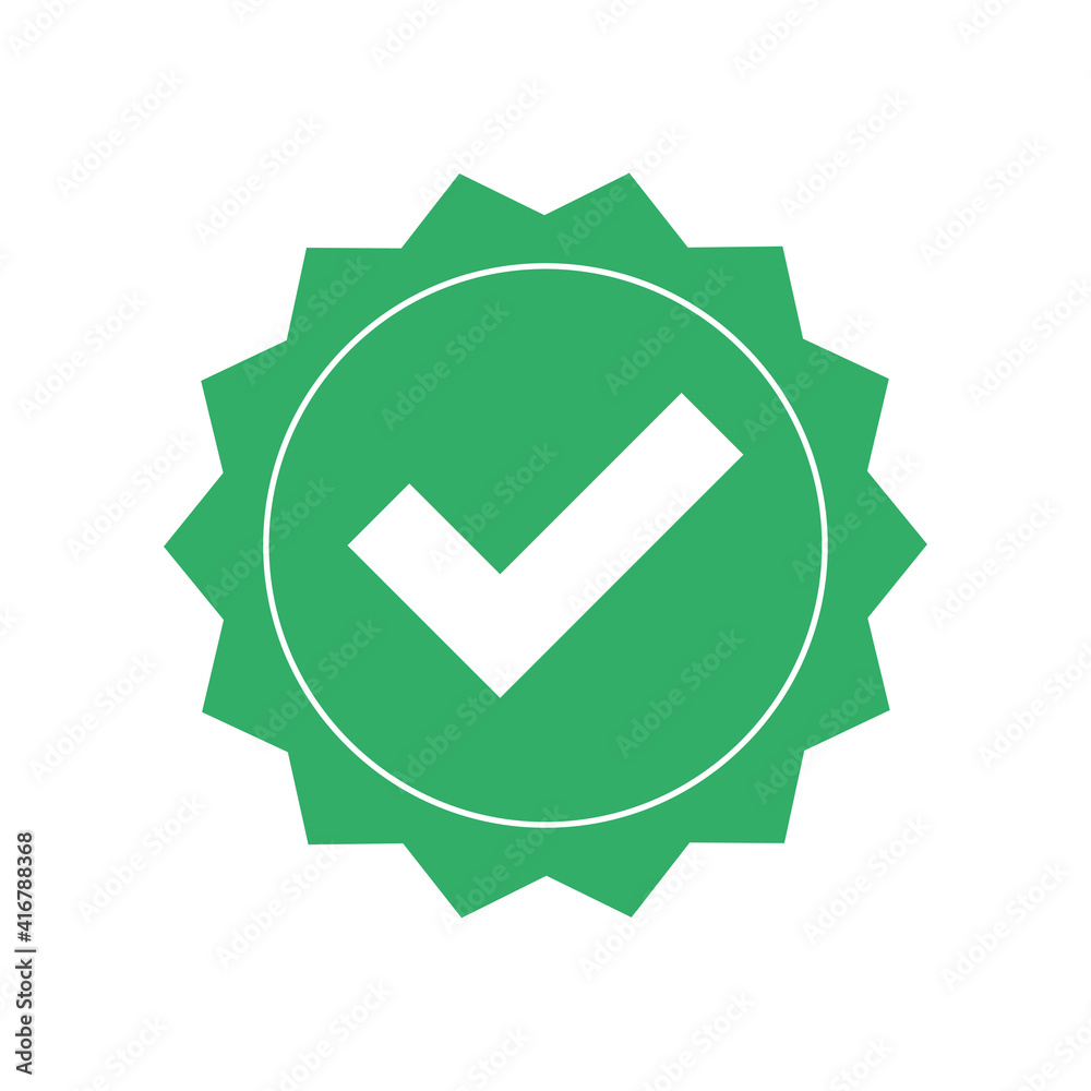Checkmark vector icon in star badge. Symbol of approval. Checkmark vector icon in star badge. Symbol of approval.