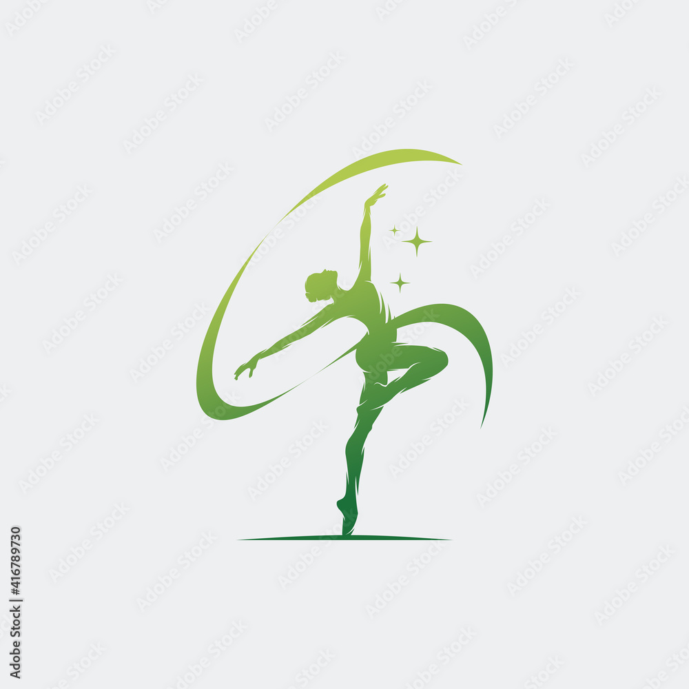 Rhythmic gymnast in professional arena logo Rhythmic gymnast in professional arena logo