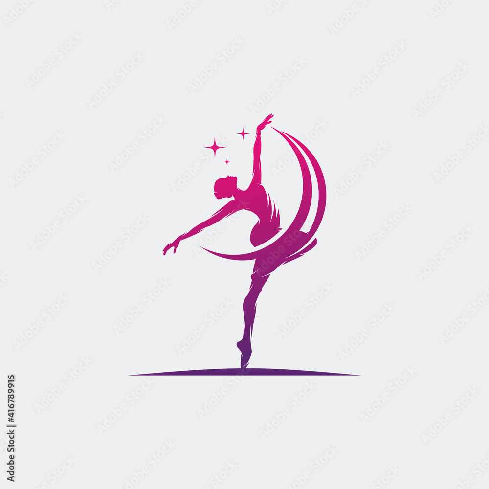 Rhythmic gymnast in professional arena logo