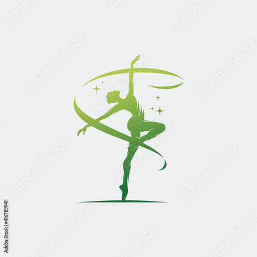 Rhythmic gymnast in professional arena logo