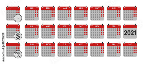 Calendar icon set.Symbol isolated.Vector.