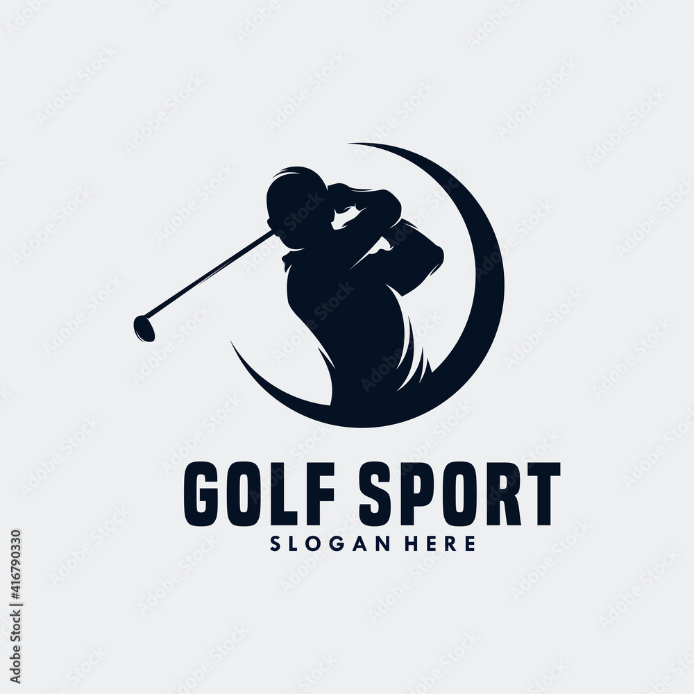 Golf player Logo design vector template. Elite Luxury Gold Golf club Golf player Logo design vector template. Elite Luxury Gold Golf club