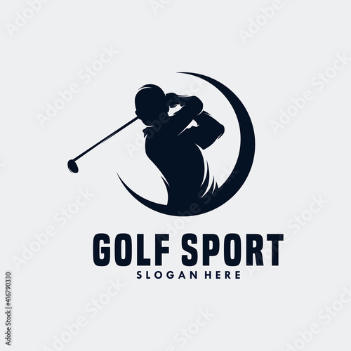 Golf player Logo design vector template. Elite Luxury Gold Golf club