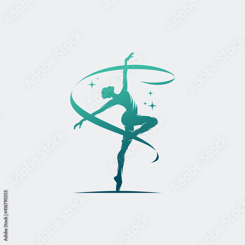 Rhythmic gymnast in professional arena logo