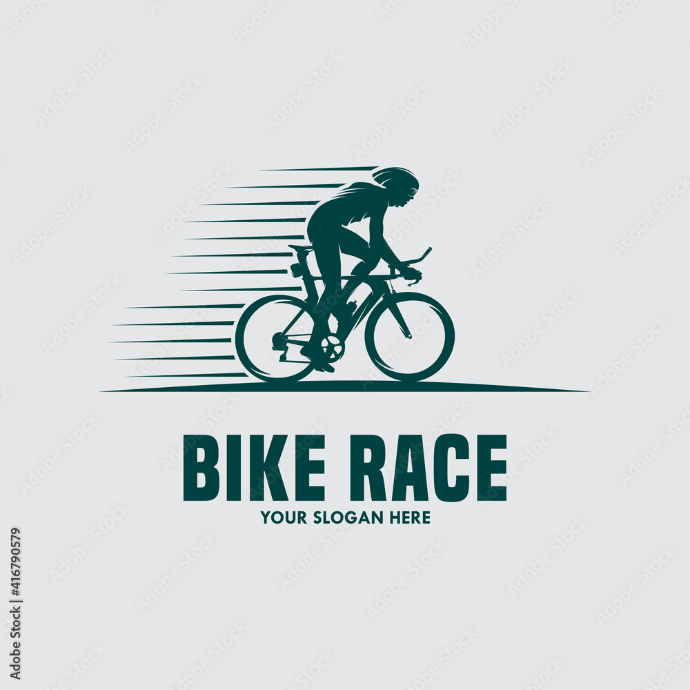 Fototapeta premium Mountain bike vintage logo template gear and cyclist illustration