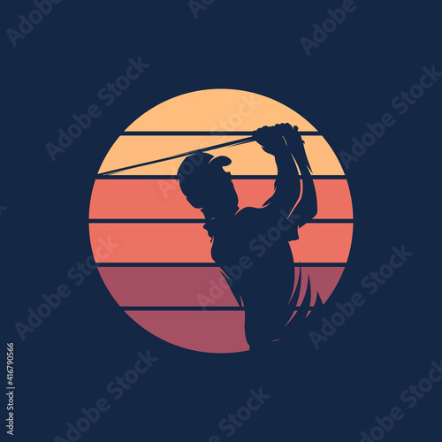 Golf player Logo design vector template. Elite Luxury Gold Golf club