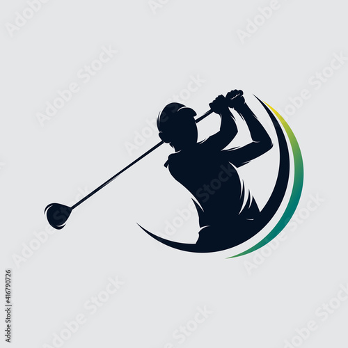 Golf player Logo design vector template. Elite Luxury Gold Golf club
