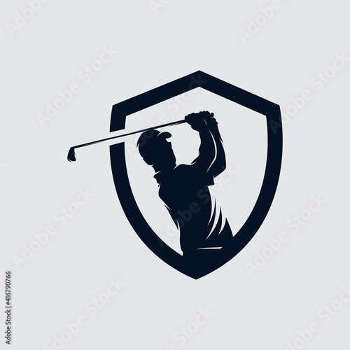 Golf player Logo design vector template. Elite Luxury Gold Golf club