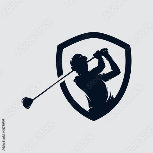 Golf player Logo design vector template. Elite Luxury Gold Golf club