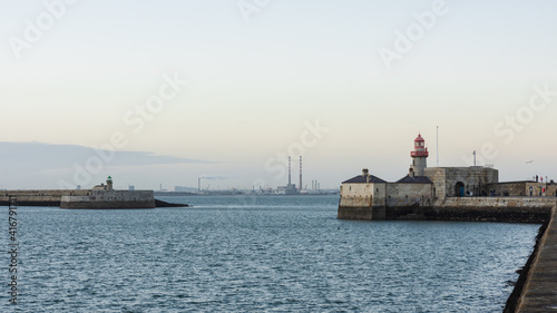 Photography Dun Laoghaire Harbour's East Pier Lighthouse in Dublin, Ireland
