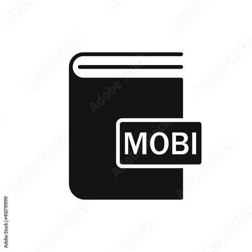 Black Book MOBI format icon. Vector illustration