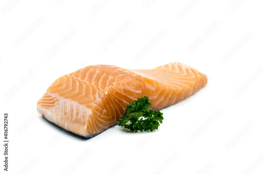 raw salmon isolated on white background