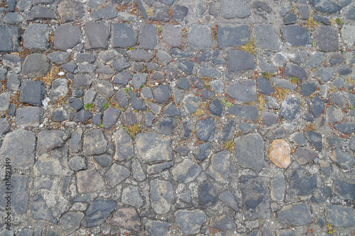 ground stone texture, old street paved floor background - wall