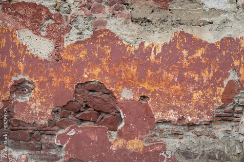 wall stone and concrete texture, old house wall background, color Maroon formed by rocks and concrete (ID: 416793525)