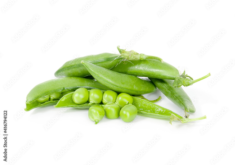 fresh green peas isolated on a white background fresh green peas isolated on a white background