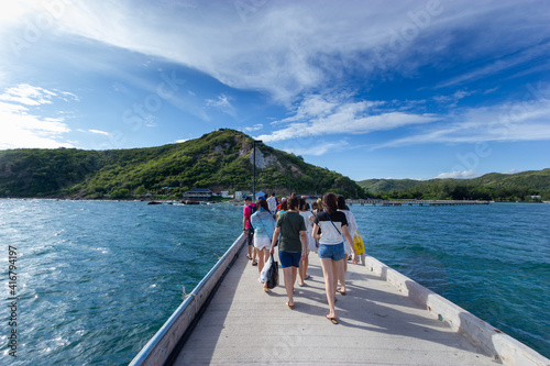 people walking on the pier , Koh Samae San, Sattahip, Chonburi, Thailand