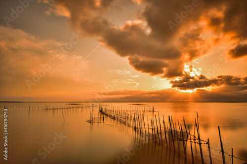 sunset over the river