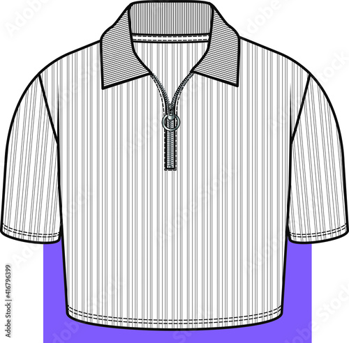 Polo Shirt design. Woman tops shirt fashion flat illustration