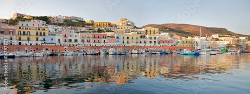 Panorama on Ponza harbour at the sunrise. Italy photo