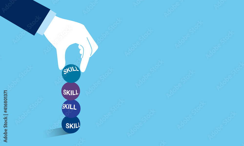 スキルを積み上げる手 コンセプトイラスト ベクターイラストレーション テキストスペース Stock Vector Adobe Stock