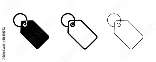 Label vector icon. This icon is a rectangular tag icon for trading goods. Editable alternating line. Label, price icon sticker symbol. Tag sale vector, tag set.