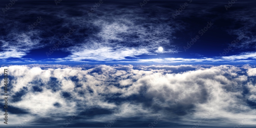 Panorama of clouds, HDRI, environment map , Round panorama, spherical panorama, equidistant projection, panorama 360, flying above the clouds,sky above the clouds, 3D rendering Panorama of clouds, HDRI, environment map , Round panorama, spherical panorama, equidistant projection, panorama 360, flying above the clouds,sky above the clouds, 3D rendering