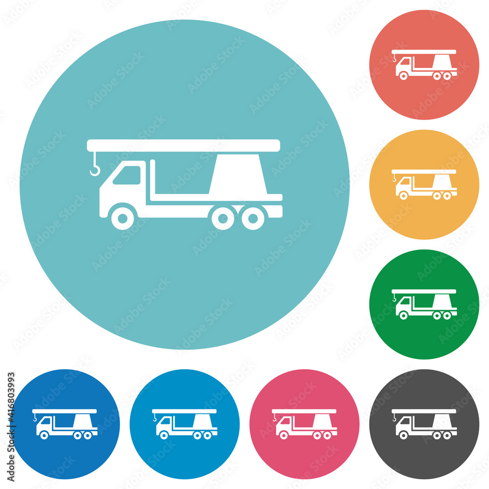 Crane truck flat round icons Crane truck flat round icons