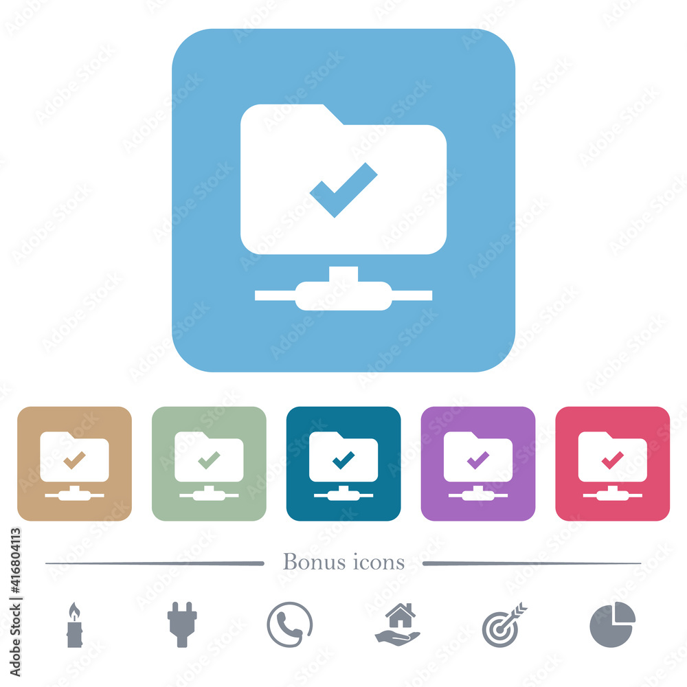 FTP operation successful flat icons on color rounded square backgrounds FTP operation successful flat icons on color rounded square backgrounds
