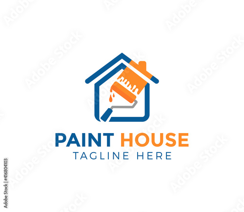 paint house logo design, icon, symbol, vector, template