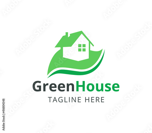 green house logo design, eco house logo, icon, vector, template