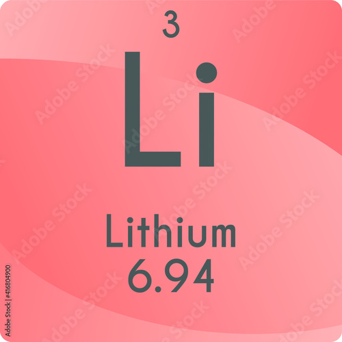 Li Lithium Alkali metal Chemical Element vector illustration diagram, with atomic number and mass. Simple gradient flat design For education, lab, science class.

