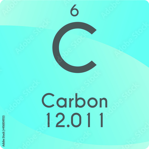 C Carbon Non reactive metal Chemical Element vector illustration diagram, with atomic number and mass. Simple gradient flat design For education, lab, science class.
