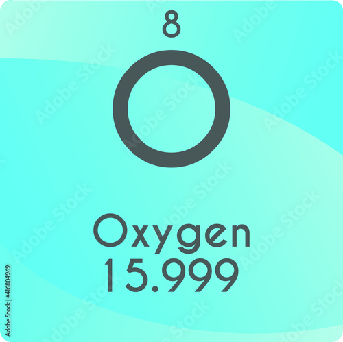 O Oxygen Non reactive metal Chemical Element vector illustration diagram, with atomic number and mass. Simple gradient flat design For education, lab, science class.
