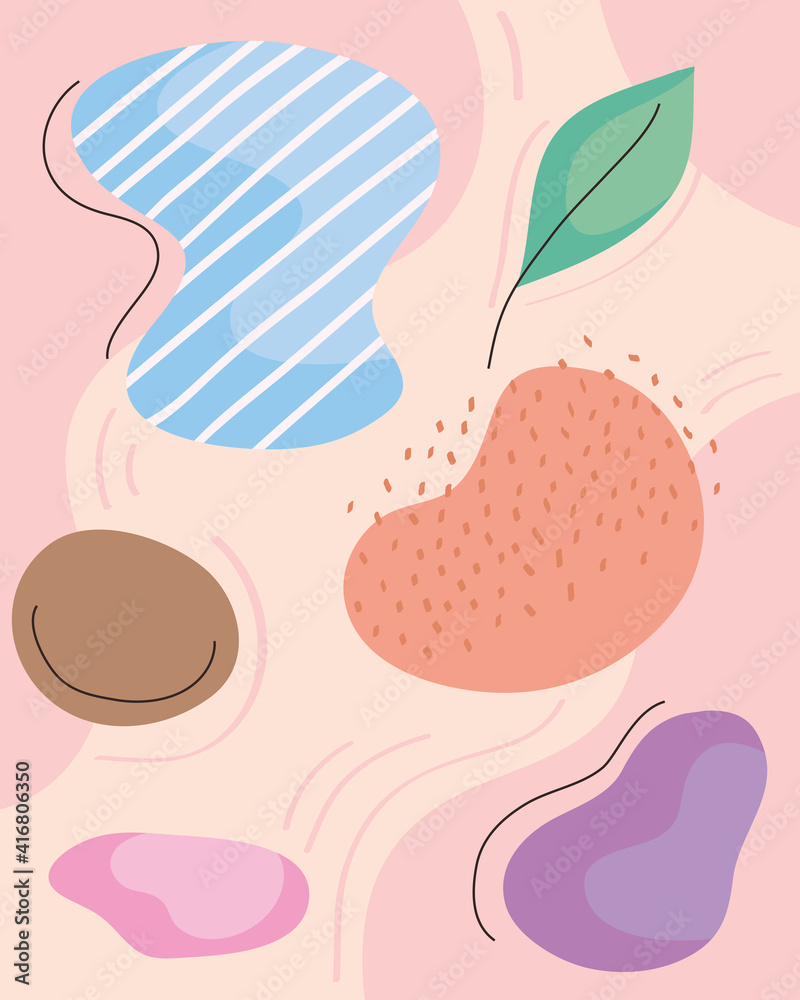 abstrac organic shapes in pink background vector illustration design