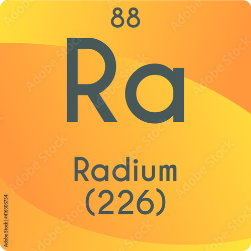 Ra Radium Alkaline earth metal Chemical Element vector illustration diagram, with atomic number and mass. Simple gradient flat design For education, lab, science class.
