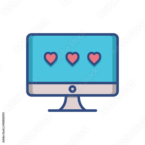 love rating icon in trendy flat style, device icon, monitor icon