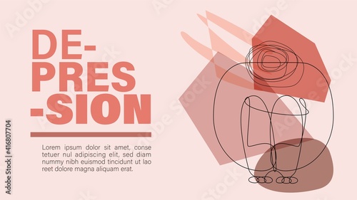 Background. Abstract Depression illustration. Simple lines and shapes.