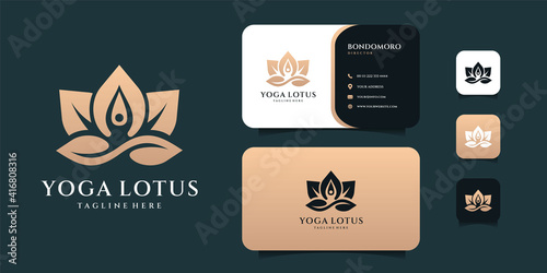 Yoga lotus logo vector and business card design inspiration