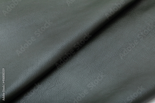 Natural folded dark green cow leather	
