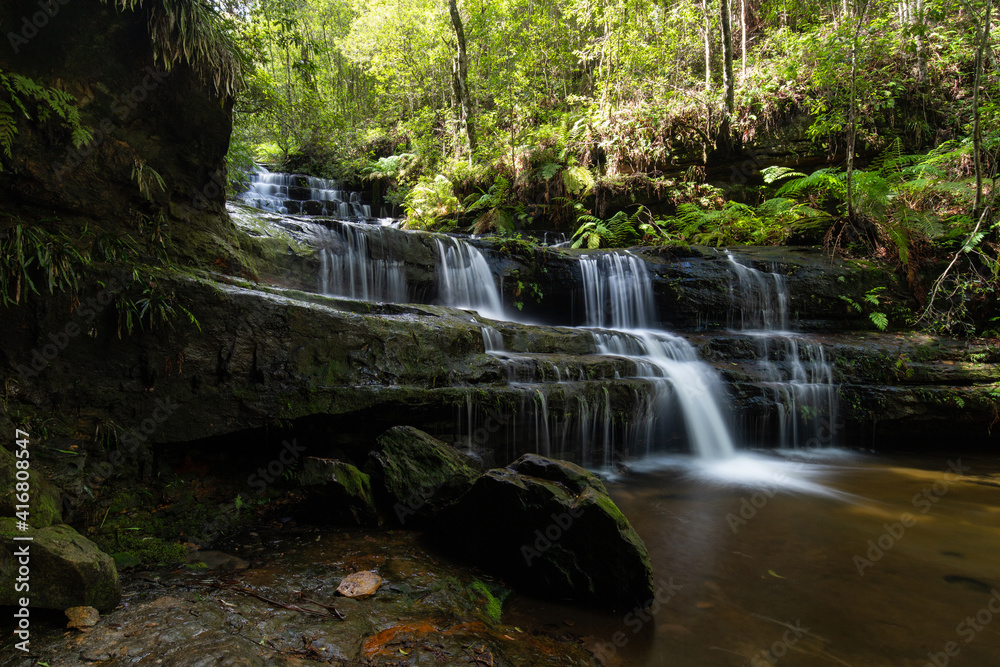 Side view of Terrace Falls at Blue Mountains, NSW, Australia.