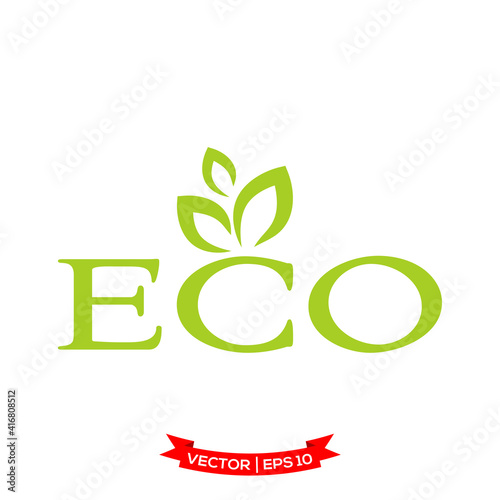 ECO icon vector logo template, leaf icon