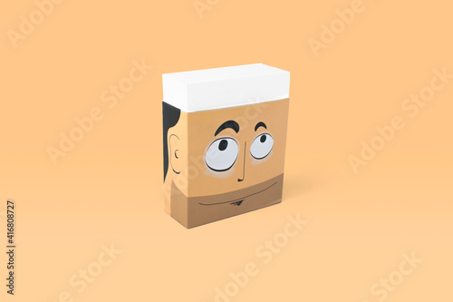 funny paper block orange background