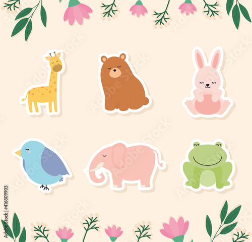 set of kids animal icons